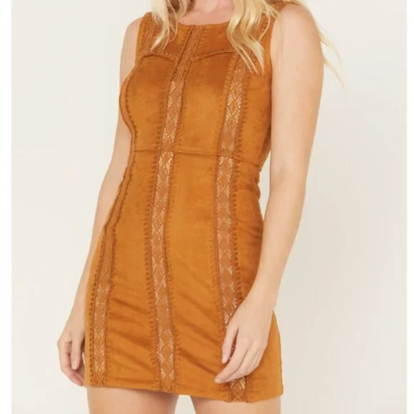 Shyanne | Dresses | Shyanne Womens Faux Suede Crochet Dress Caramel Small  Us Western Cowgirl A69 | Poshmark